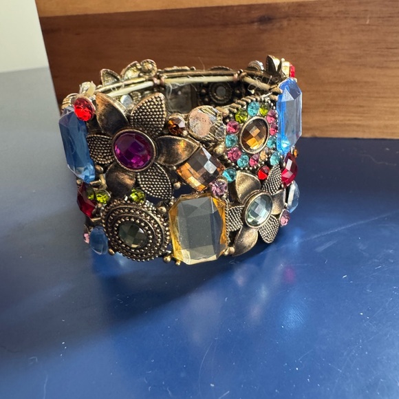 Ornate Blue and Red Mosaic Bracelet - Picture 7 of 8